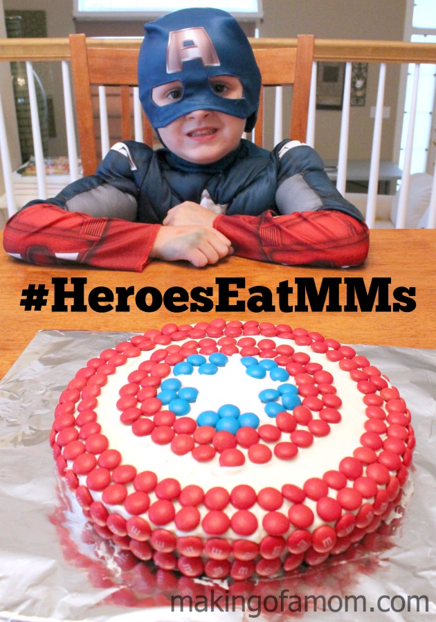 Captain America Shield Cake with M&M's